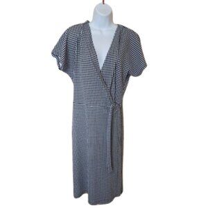Black and White Gingham Wrap Dress Size Medium